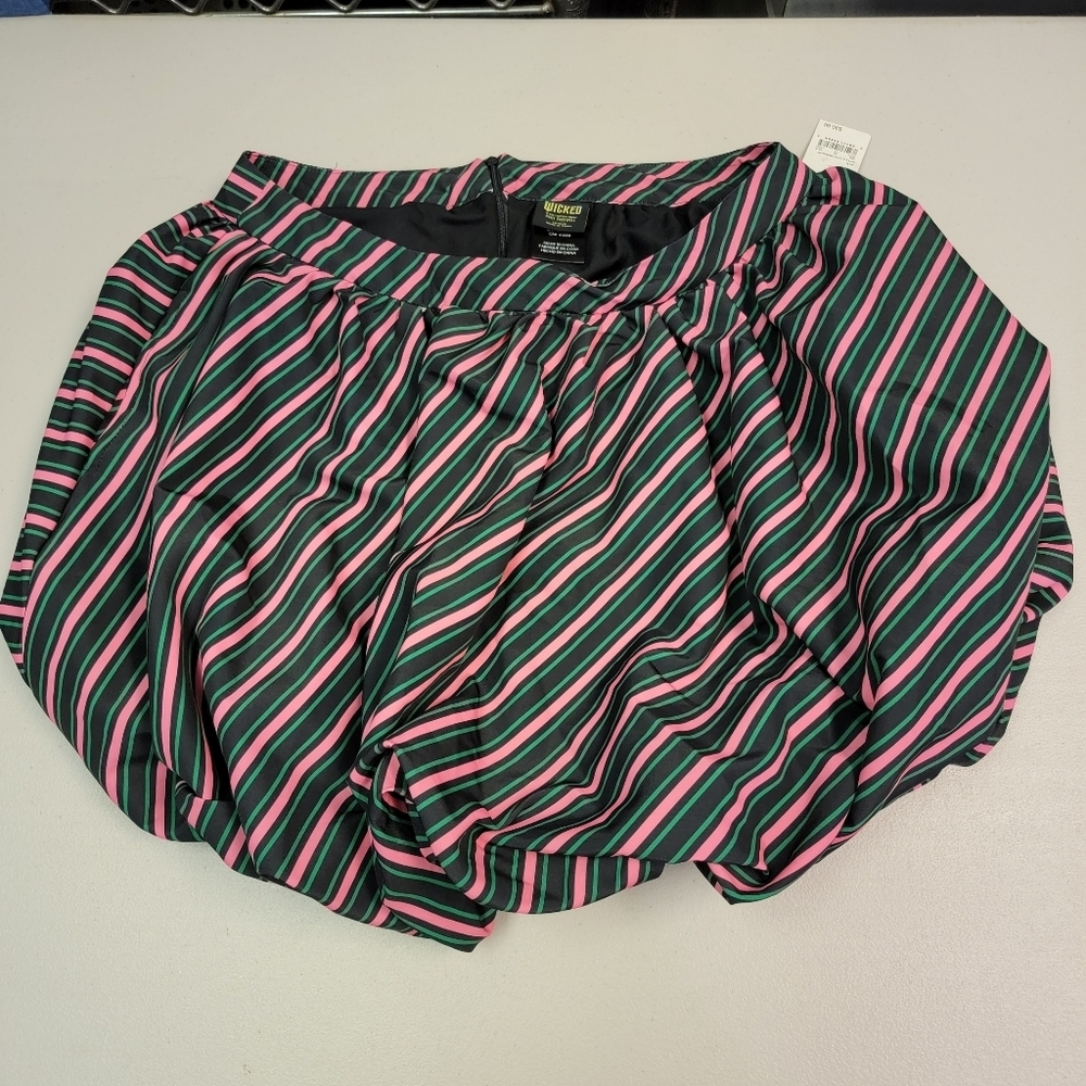 Wicked Paul Tazewell Bubble Mini Skirt Black‎ Green Pink Stripes Size L